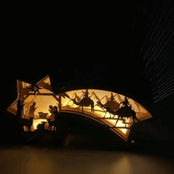🎅LED Wooden Christmas Ornaments Nativity Scene Star Shaped Desk Lamp🌟 - Image 4