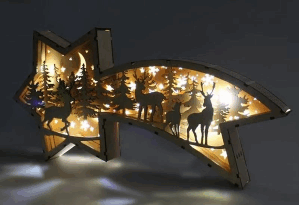 🎅LED Wooden Christmas Ornaments Nativity Scene Star Shaped Desk Lamp🌟 - Image 5